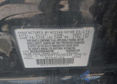 2017 Nissan Versa 1.6 S z USA, uszkodzony, nr VIN 3N1CN7AP5HL843129